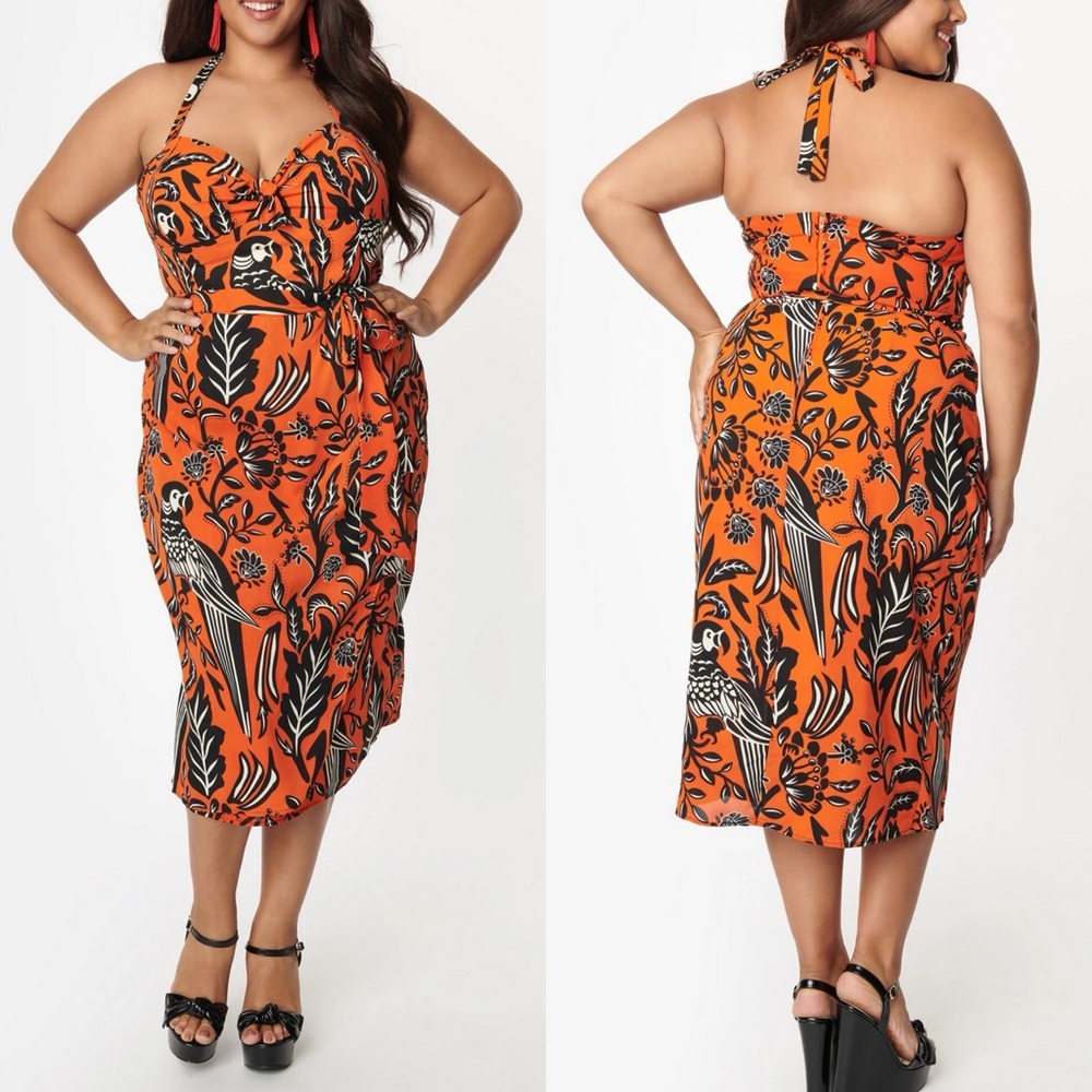 NWT UNIQUE Parrot Print Leilani Sarong Dress Sz 3X